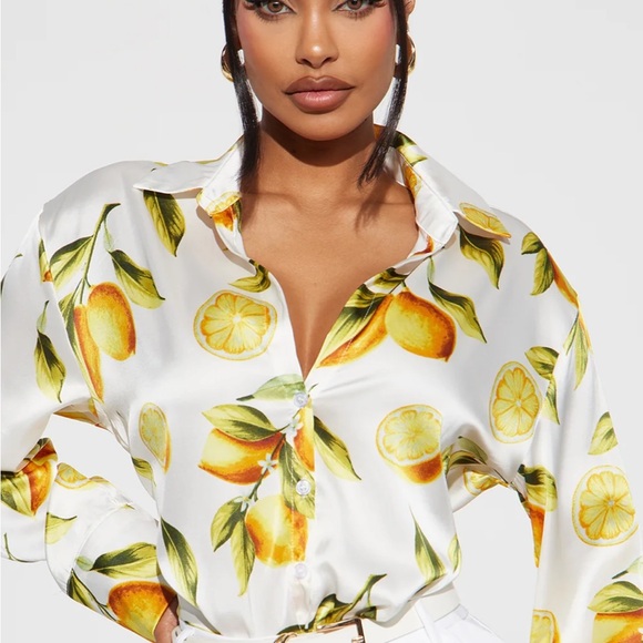 Fashion Nova Tops - Fashion Nova Citrus Satin Blouse